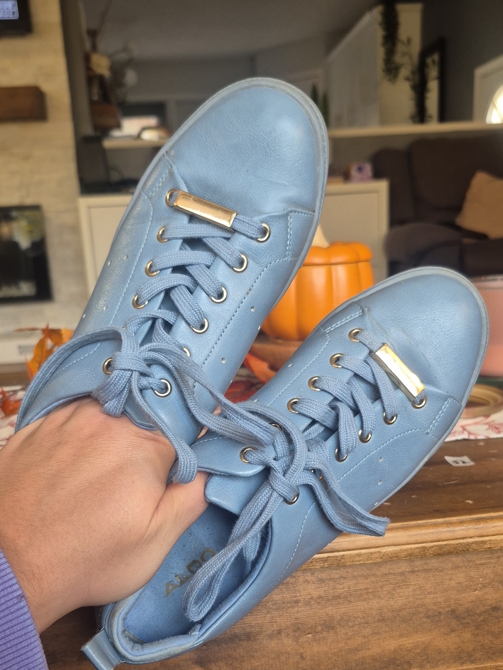 Aldo Powder Blue Lace-Up Low-Top Sneakers